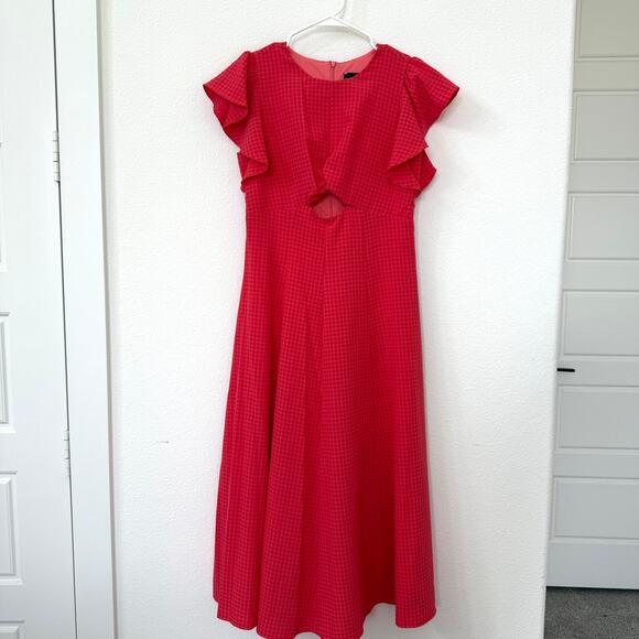Maison Tara Dresses & Skirts - Maison Tara Red Ruffle Sleeve Maxi Dress Size 6 Cutout Feminine Date Night Chic